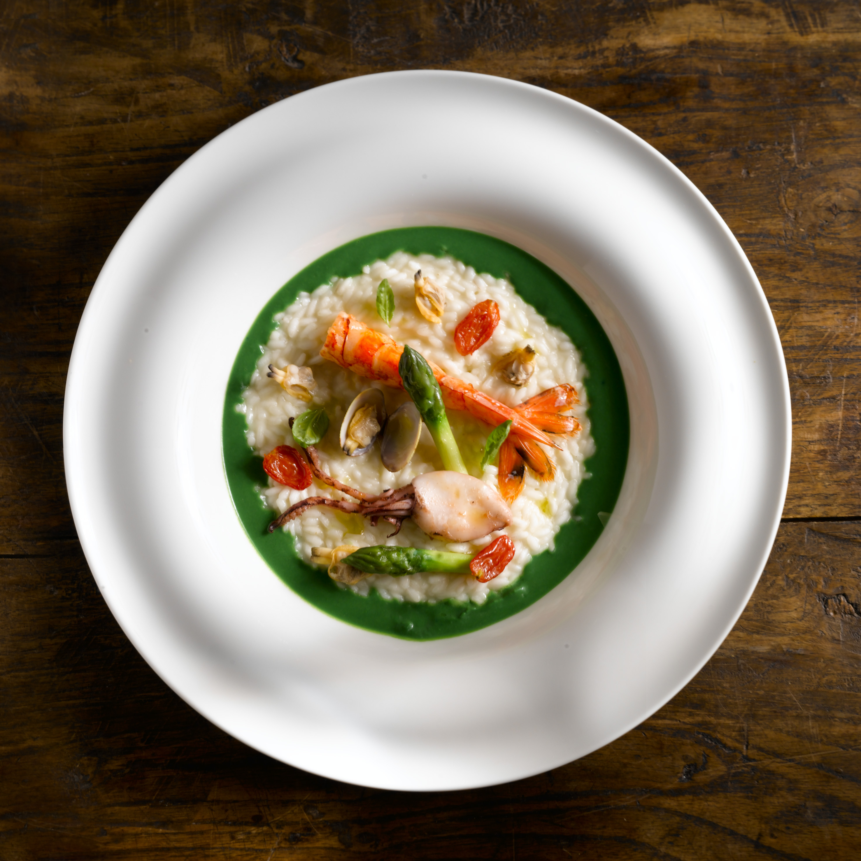Riso di Sibari, asparagi, frutti di mare e bergamotto di Reggio Calabria